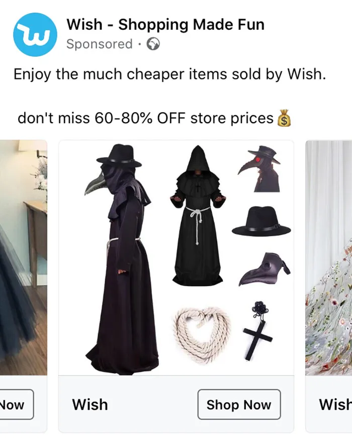 Anúncios estranhos da Wish que não têm explicações