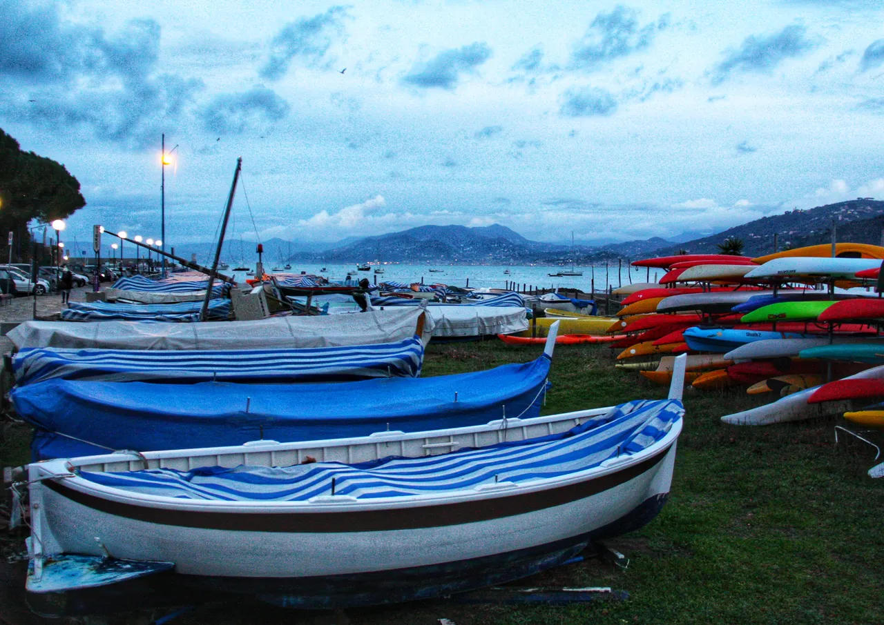 Canoes and boats in Sestri Levante...