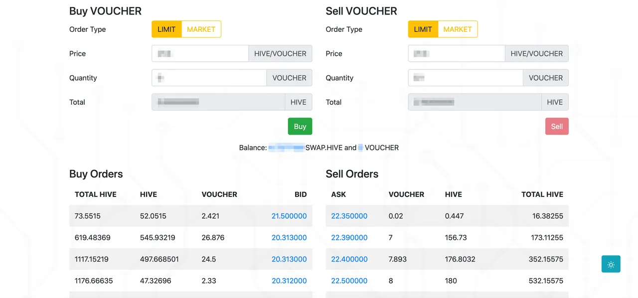 Finally, sell your VOUCHER on the market for SWAP.HIVE.
