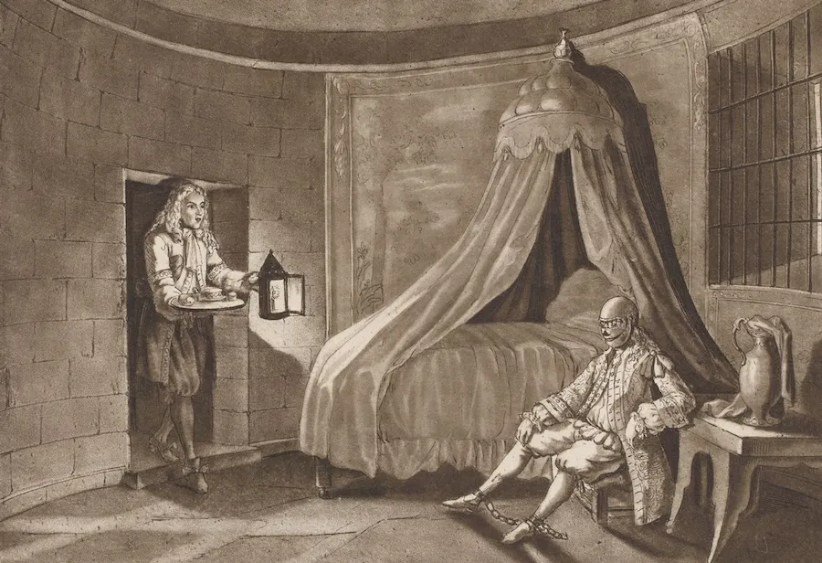 " " \"Portrait Veritable de l'Homme au Masque de Fer, Auguste Lesouëf (c. 1789). French Revolution Digital Archive/Stanford\"""