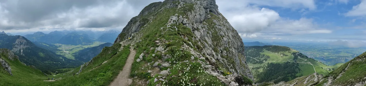 Panorama on Aggenstein Mountain in the Allgau region