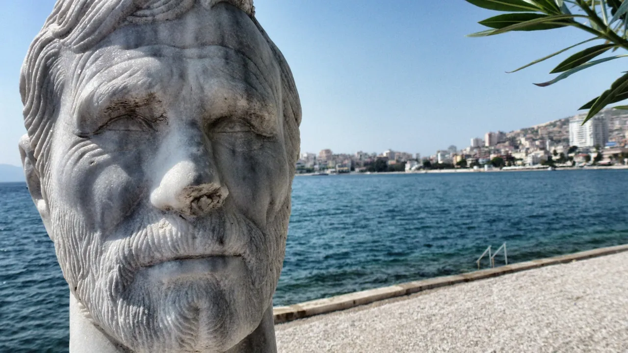 The head of a hero on the beach