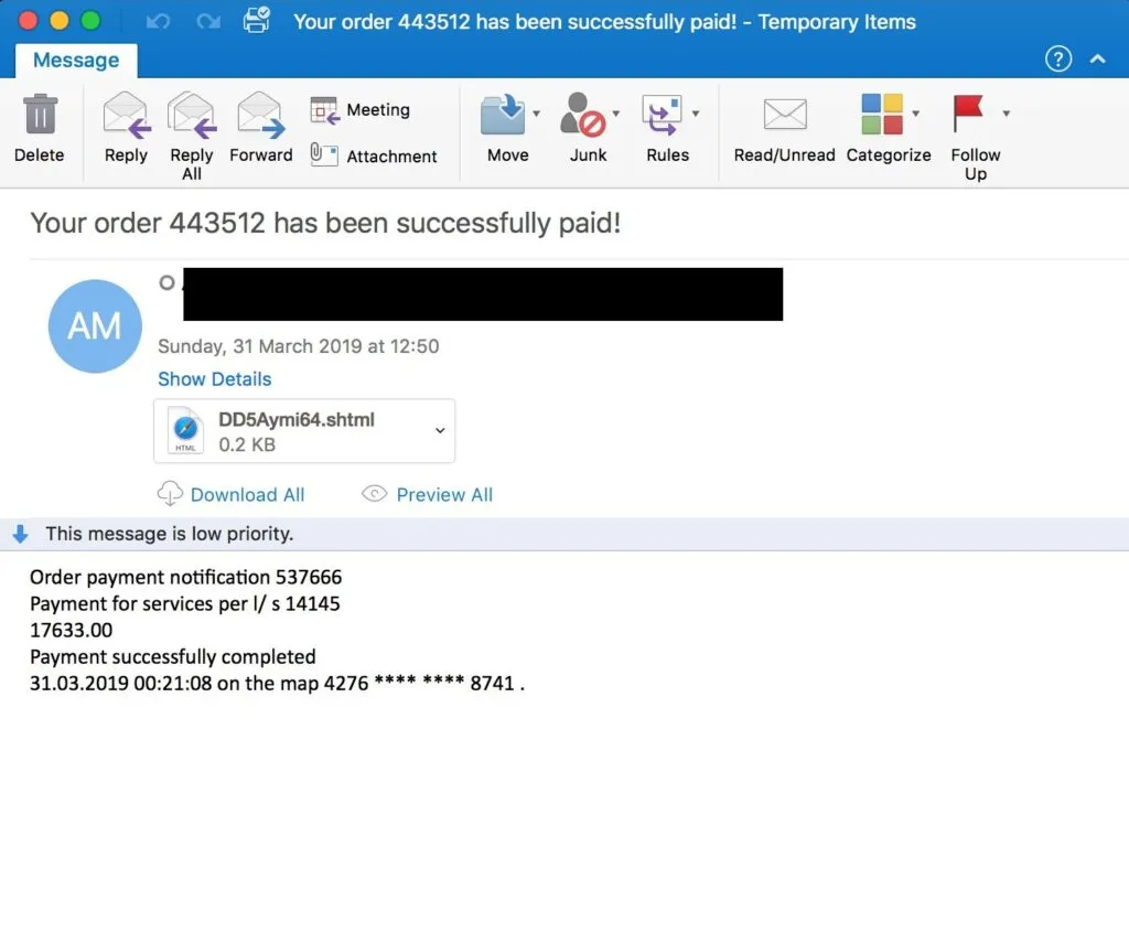 SHTML file billing phishing