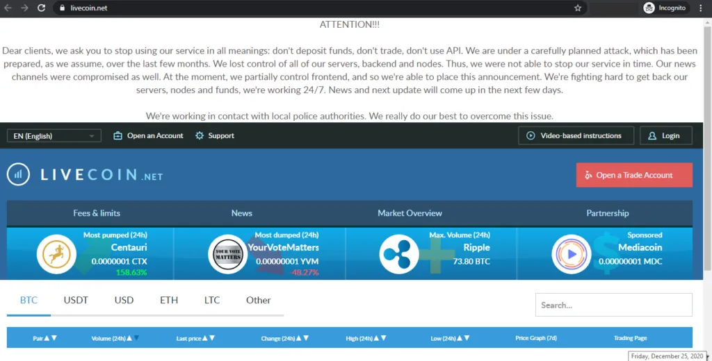 Litecoin cryptocurrency exchange hacked