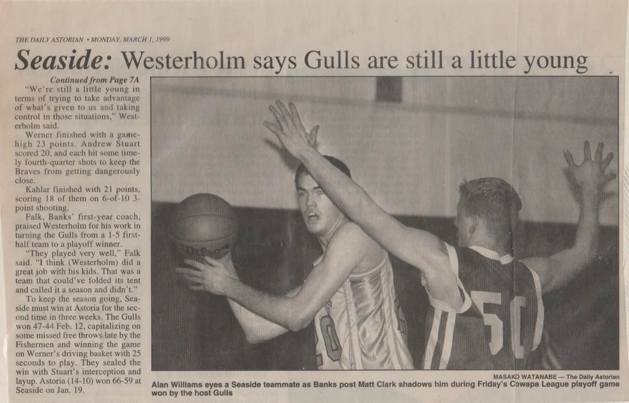 1999-03-01 - Monday - Alan Williams playing basketball, The Daily AStorian.png