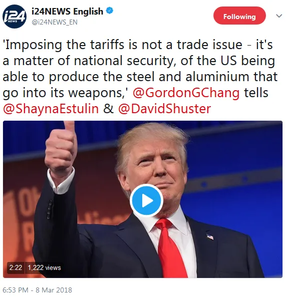 i24news Imposing Tariffs not trade issue, a matter of national security.PNG