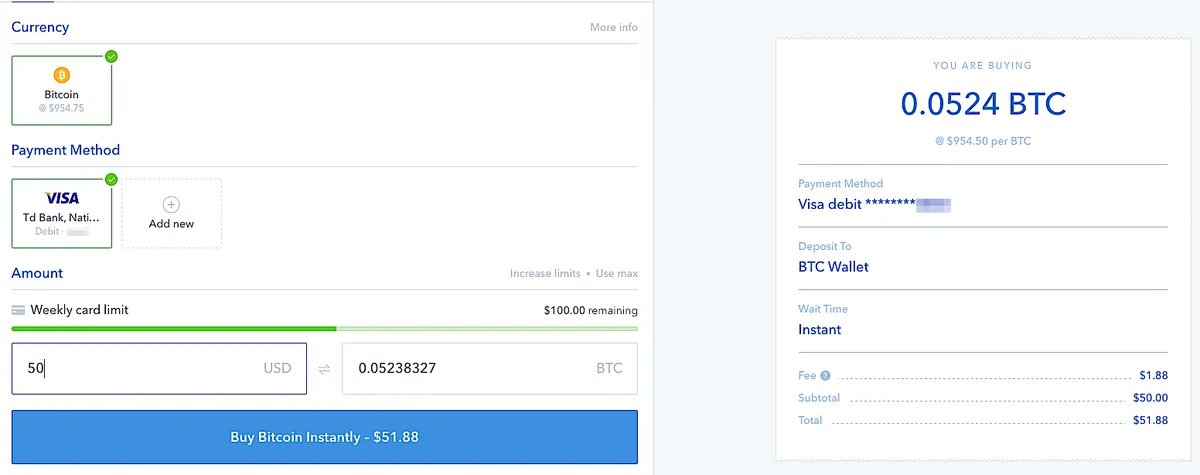 Ultimately, and frustratingly, it was back to the desktop. So far, the actual process of buying bitcoin was simple — the app itself was my only nemesis. My $50 ended up buying 0.0524 of one bitcoin.