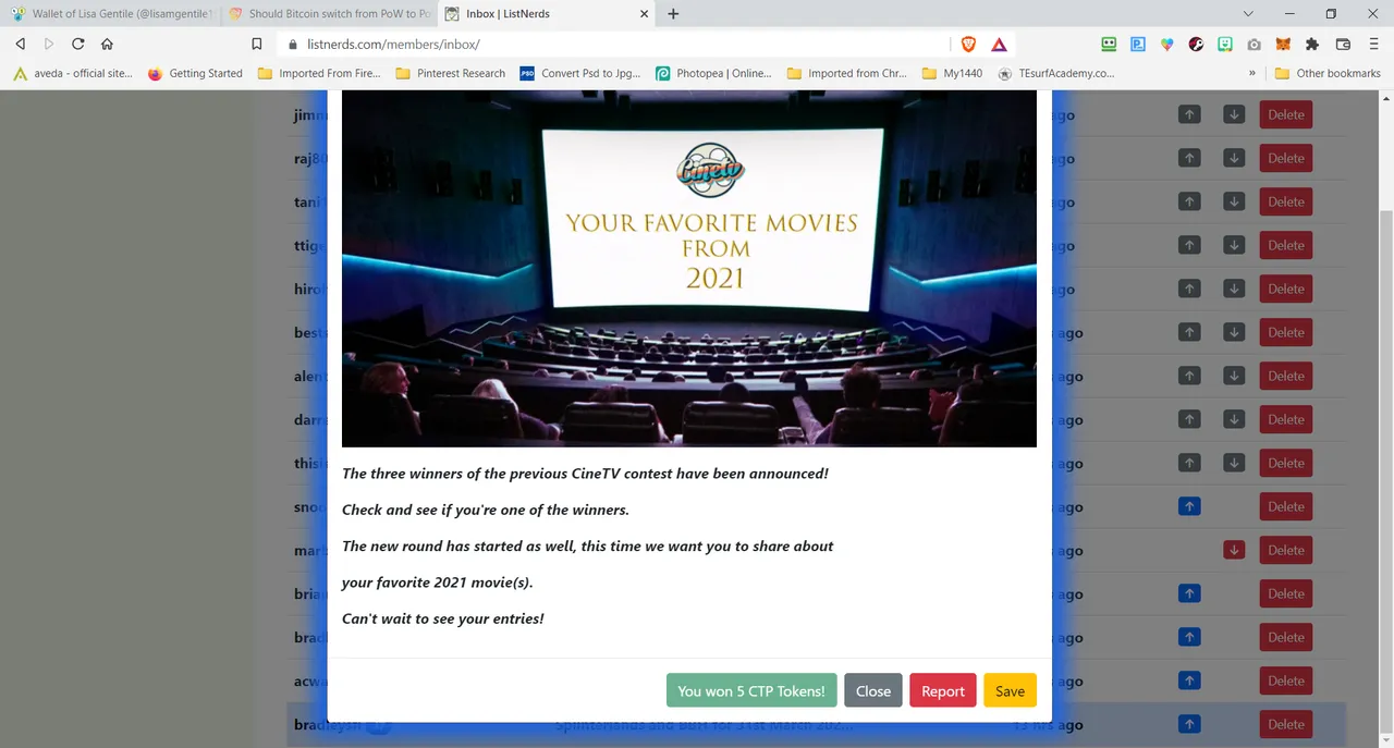 Won5CTPtokensWhileReadingEmailsInMyLNInbox.png