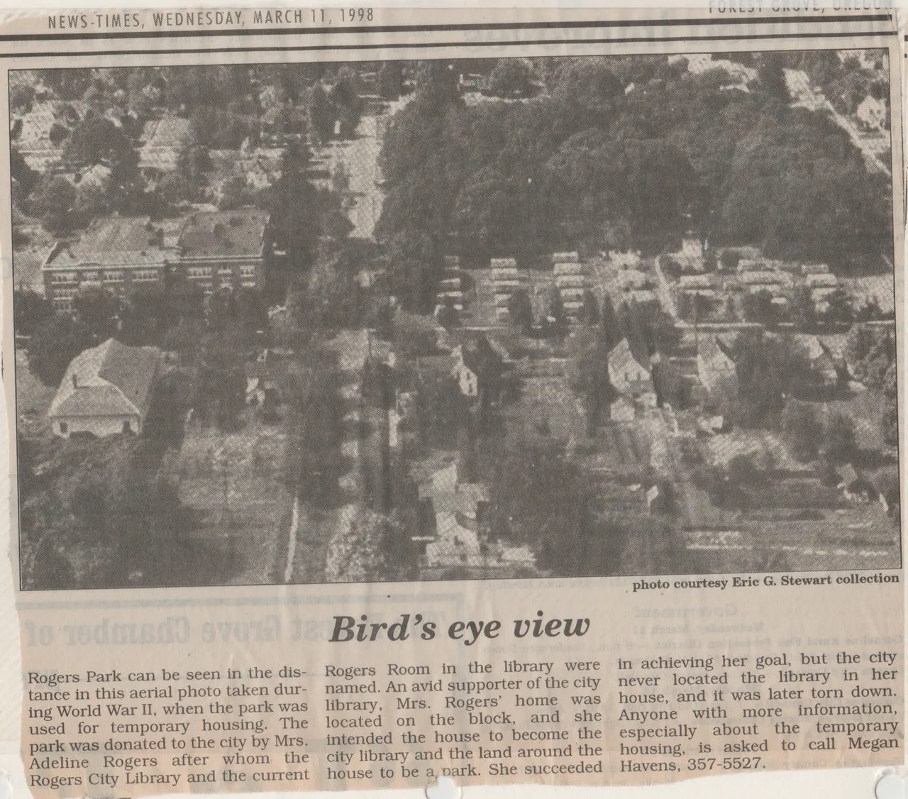 1998-03-11 - Wednesday - News-Times - Rogers Park - Bird's Eye View - During World War 2 - Temporary Housing.jpg