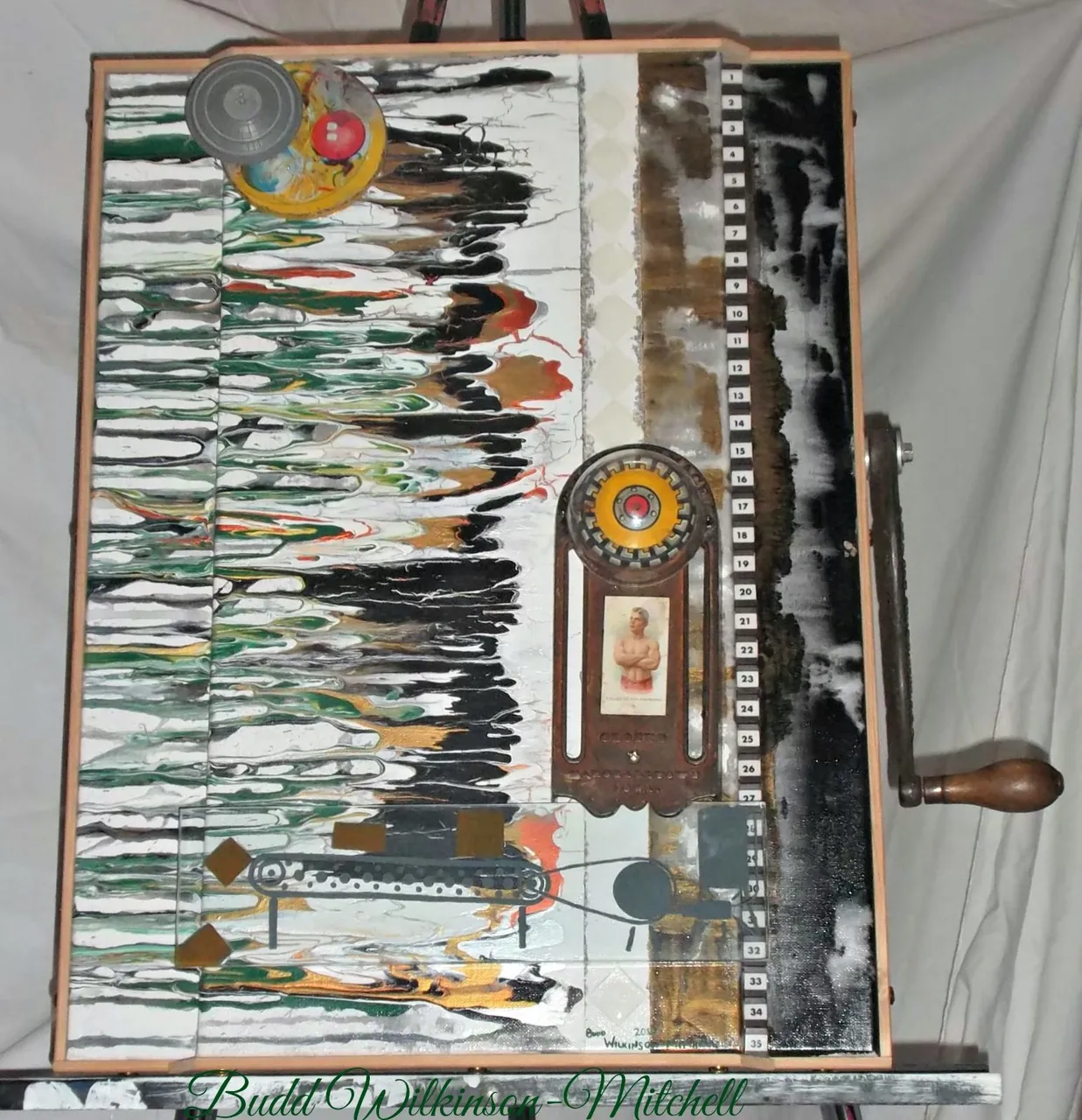 Mechanism For Cheating at Life or the Pugilist 24x20 Inch Mixed Media on Two Stacked Canvas in Artist's Frame.jpg