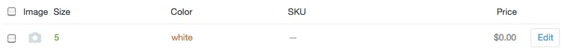 The Shopify dashboard: Inventory & Variants.