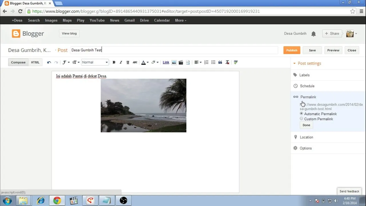 Setting post's permalink