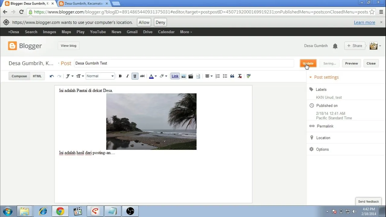 Editing post 2