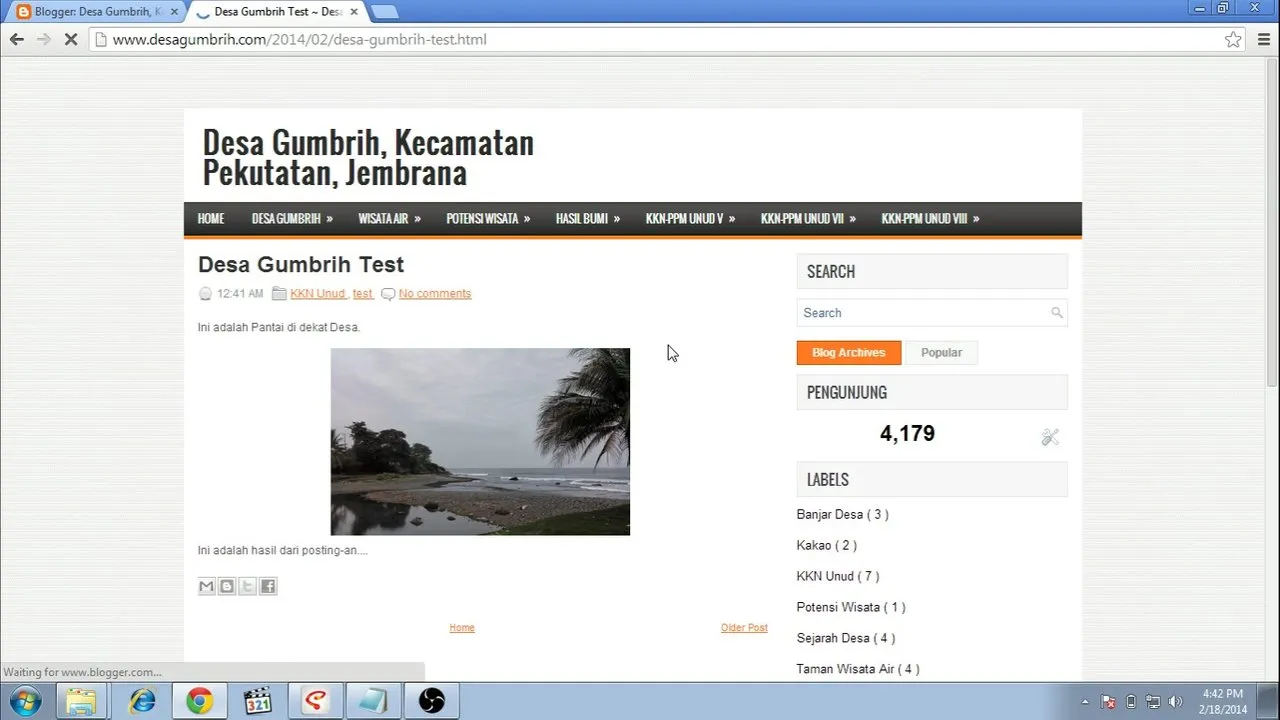 Front page view after editing