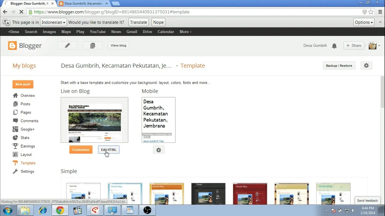 Modifying the menu through the edit html template