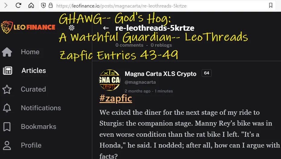 GHAWG-- God's Hog: A Watchful Guardian-- LeoThreads Zapfic Entries 43-49