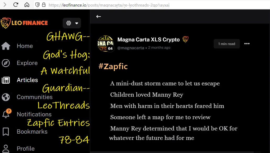GHAWG-- God's Hog: A Watchful Guardian-- LeoThreads Zapfic Entries 78-84
