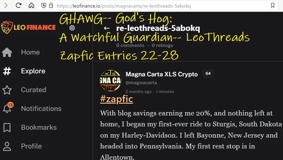 GHAWG-- God's Hog: A Watchful Guardian-- LeoThreads Zapfic Entries 22-28