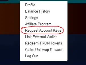 Requesting your account keys from the Splinterlands menu.