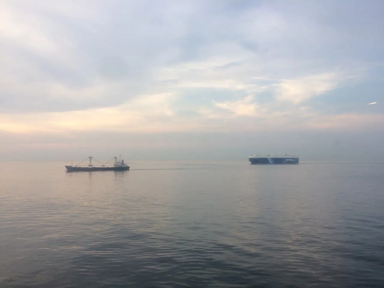 Seto Inland Sea is one of the busiest seas in Japan. We saw many ships are passing by.