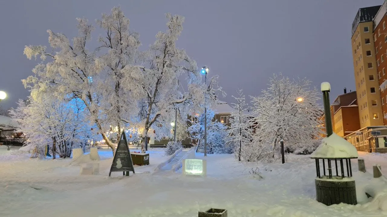 Kiruna square in the central Kiruna. It is cute, isnâtâ it? ð