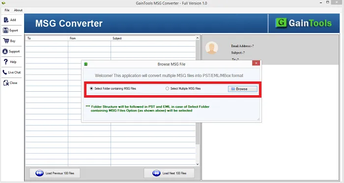 GainTools MSG to PST Converter