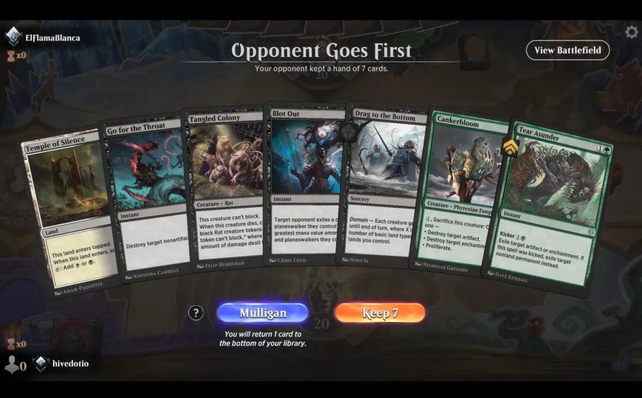 Horrible start. I have to mulligan.