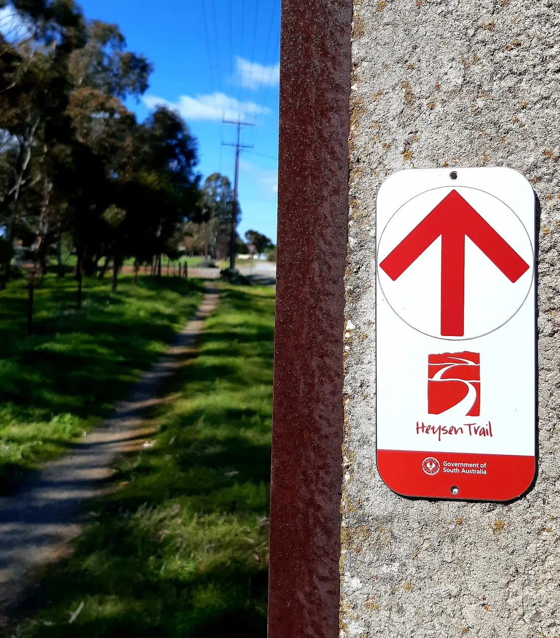 Heysen Trail sign and track in Spalding