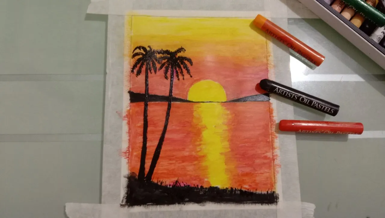 Oil pastels... | Pastel sunset, Oil pastel, Painting
