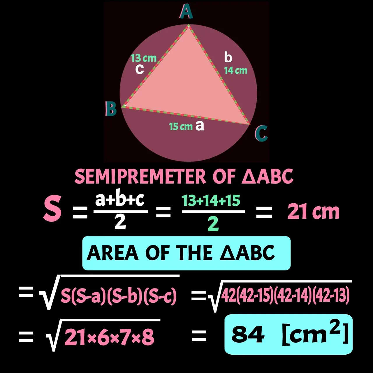 Finding Area of Triangle Inside a Triangle made by Two Cir-cum-raid...