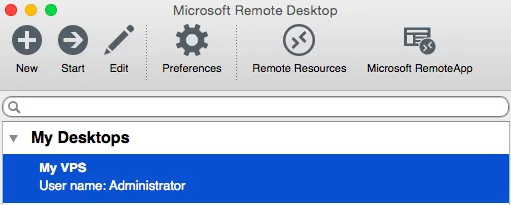 double click the remote desktop connection