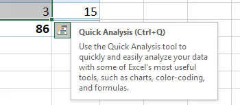 quick analysis in excel