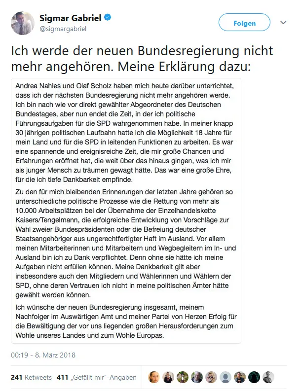 Sigmar Gabriel auf Twitter   Ich werde der neuen Bundesregierung nicht mehr angehören. Meine Erklärung dazu …  .jpg