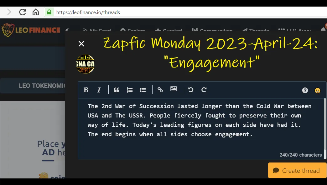 Zapfic Monday 2023-04-24: Engagement