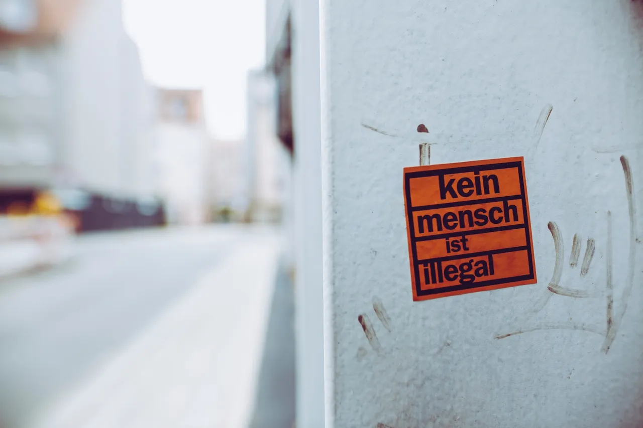 Sticker declaring all humans are legal Inner City, Nuremberg DEU