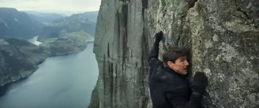 Tom Cruise hanging from the Preacher's Pulpit in Mission Impossible: Fallout