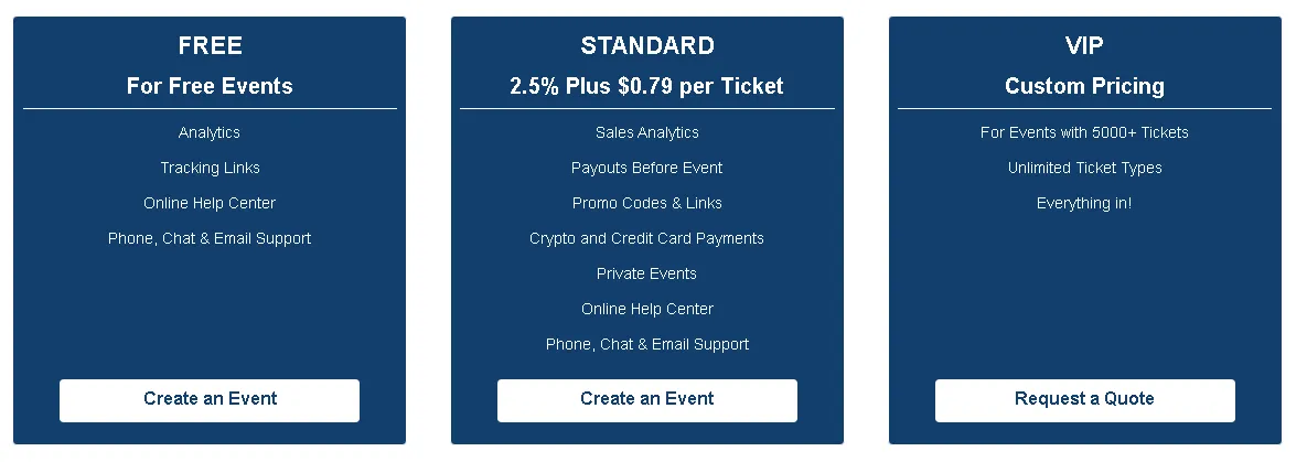 Pricing tables for EventChain snippet for btcpop article