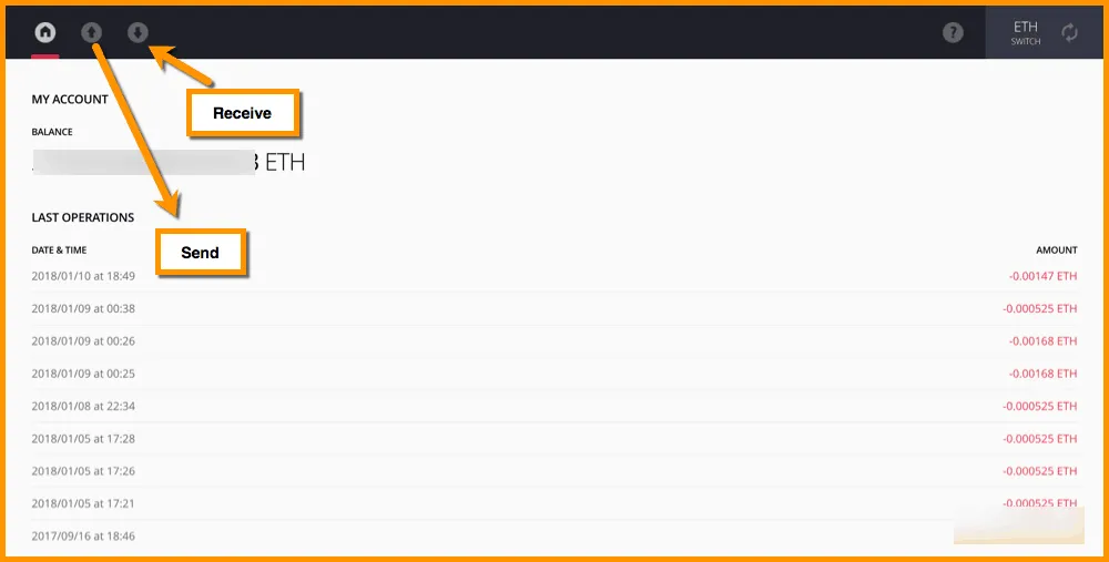 ETH balance and the last transaction