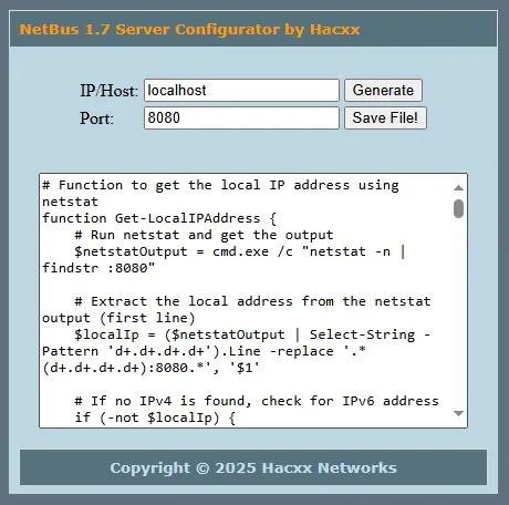NetBus 1.7 Server Configurator by Hacxx