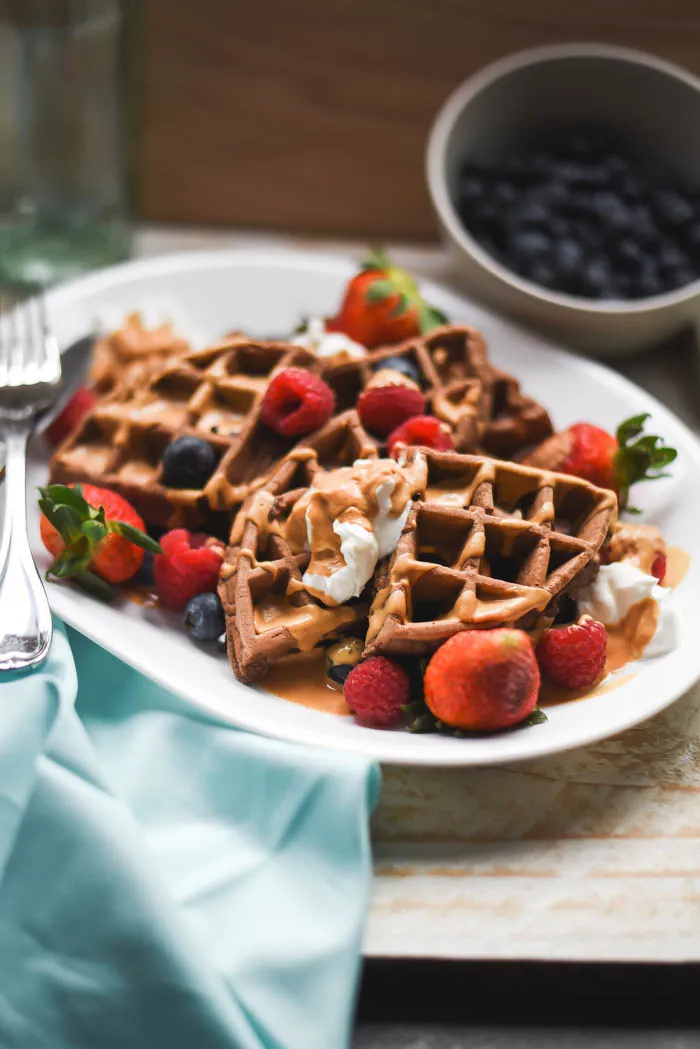 Chocolate Spelt Greek Yogurt Waffles + Maple Nut Butter Syrup.,.jpg