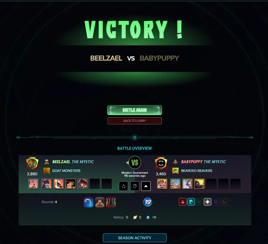 This is from a tournament. Being able to directly hit the next battle is nice.