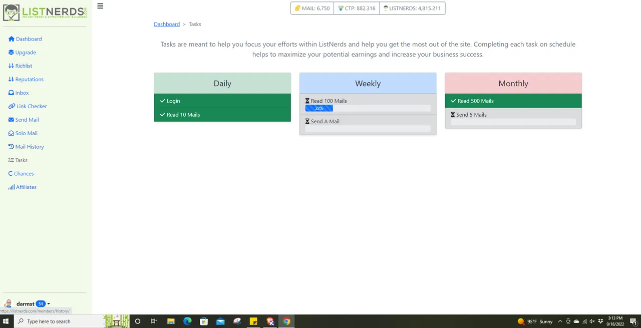 ListNerds proof of work 09-18-22.PNG