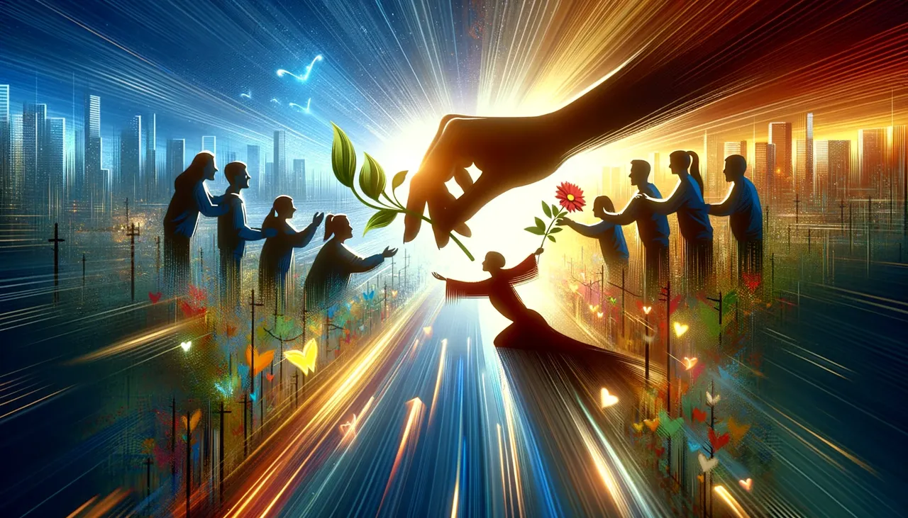 DALL·E-2024-03-04-18.10.57-A-dynamic_-inspirational-image-showing-a-chain-reaction-of-kind-acts.png