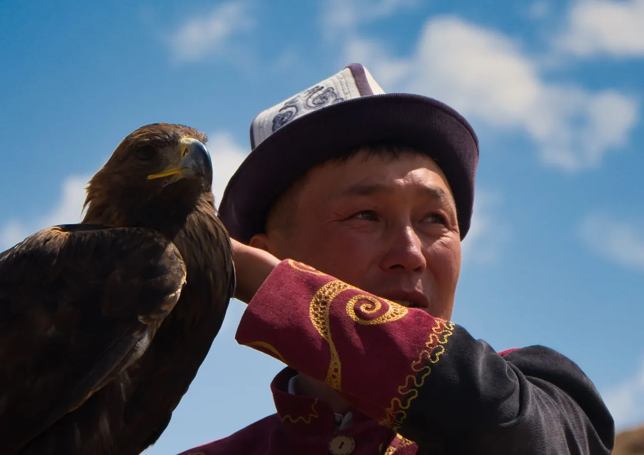 Man and bird in harmony