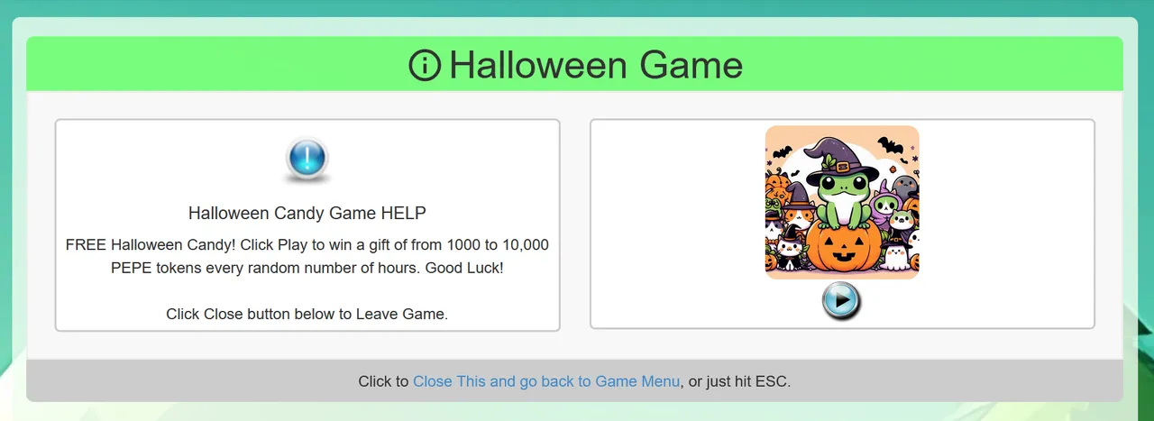 Get Free PEPE from our Halloween Game