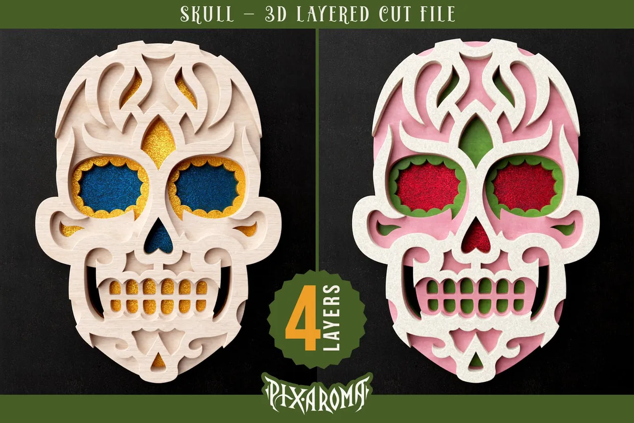 Sugar Skull 3D Layered Cut File Preview 7.jpg