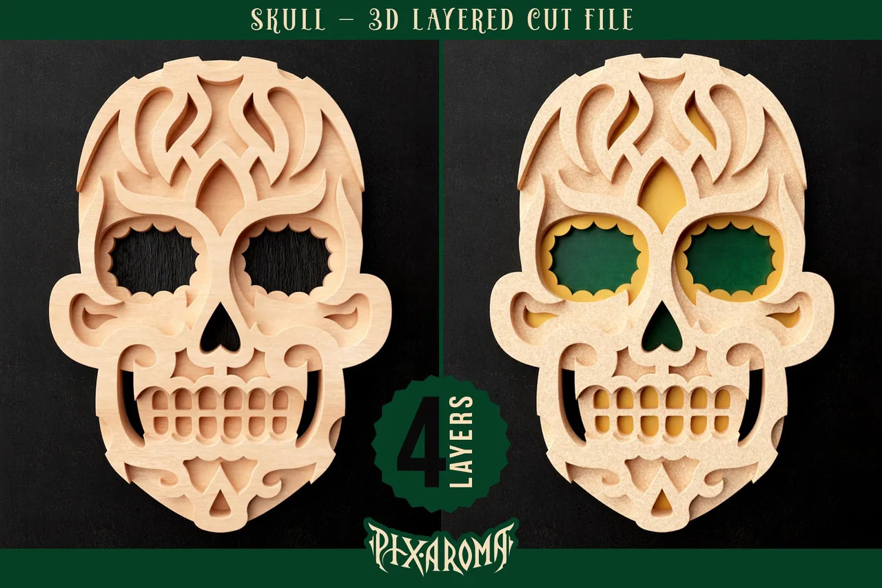 Sugar Skull 3D Layered Cut File Preview 3.jpg