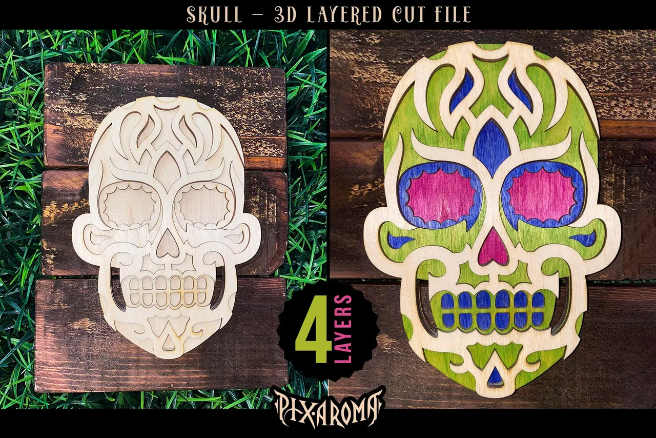 Sugar Skull 3D Layered Cut File Preview 11.jpg