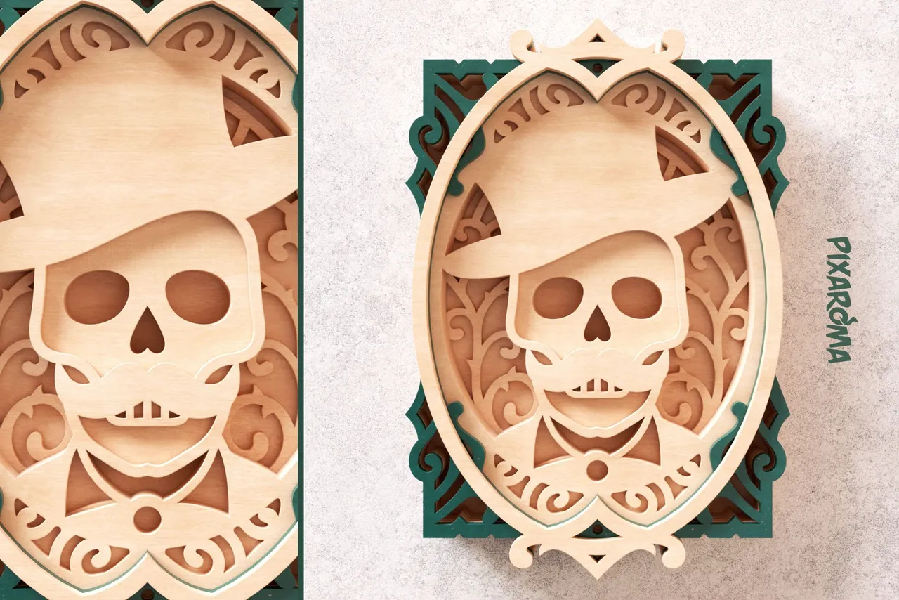 4 Skull Portrait 3D Layered SVG Cut File Preview 3.jpg