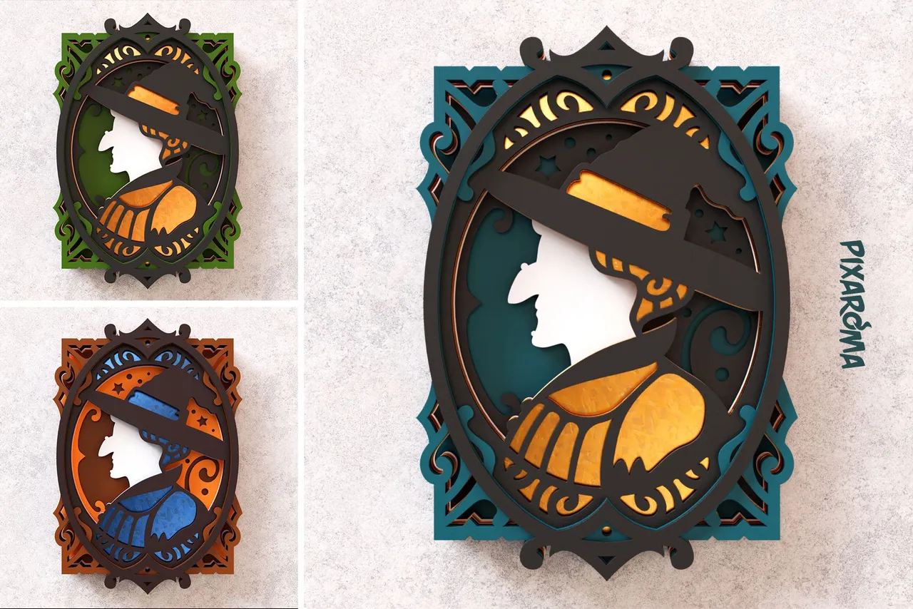 5 Witch Portrait 3D Layered SVG Cut File Preview.jpg